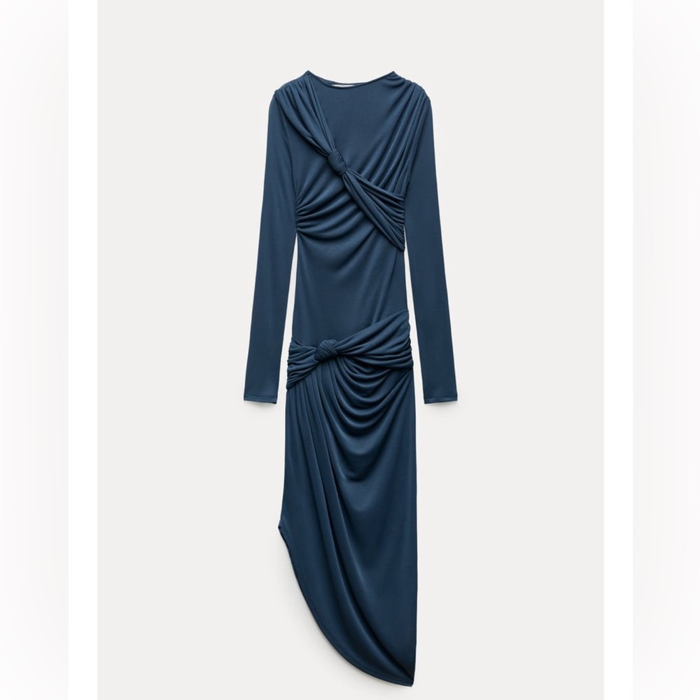 Mesh Blue-Green Zara Dress with Gorgeous Draping